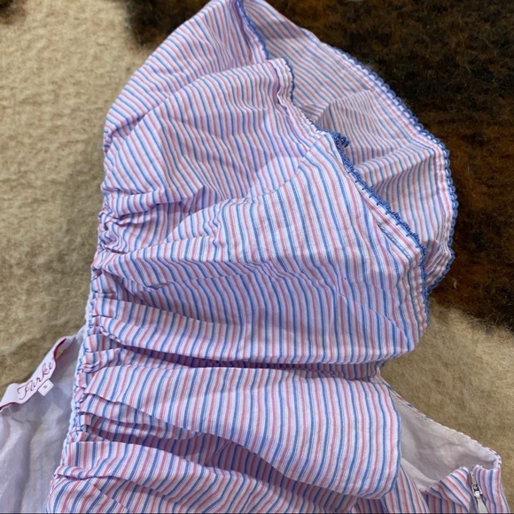 Parker One Shoulder Ruffle Dress Stripe Red Blue - Picture 4 of 7